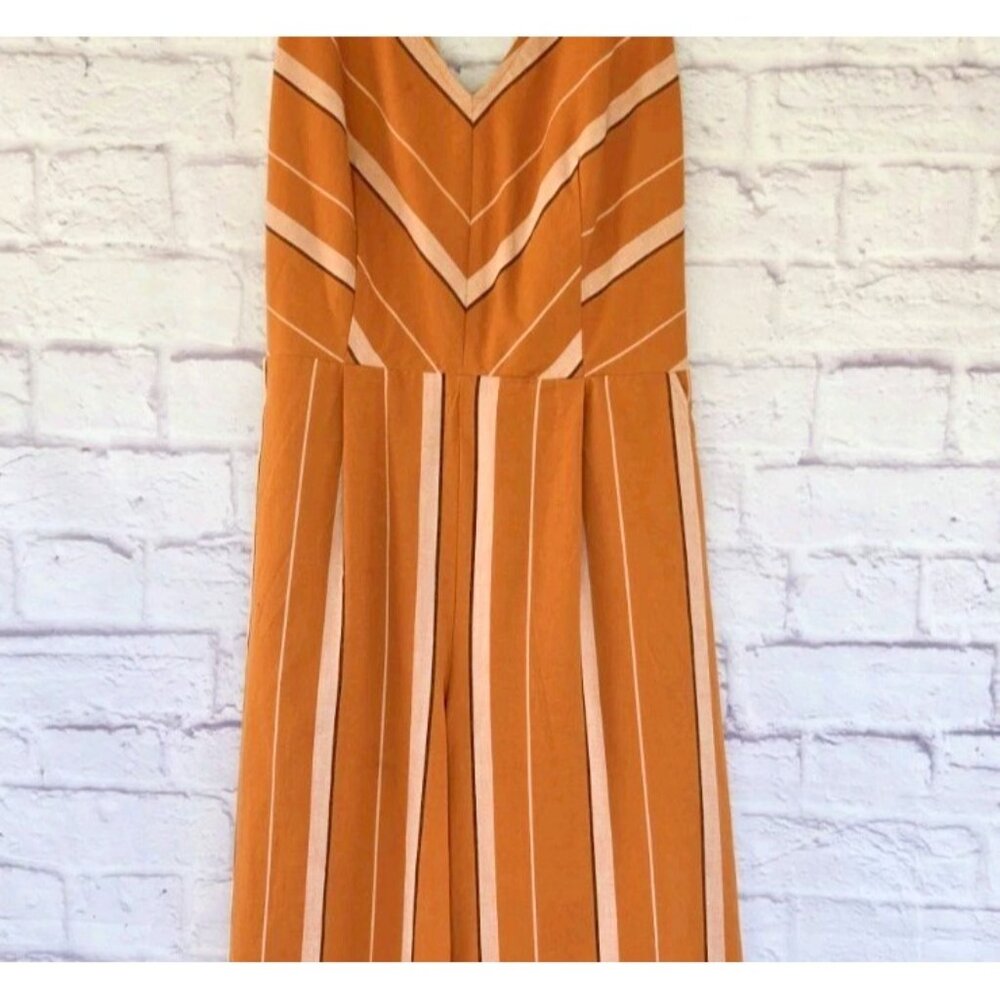 LUCKY BRAND Women's Jumpsuit Striped Boho Summer 100% Cotton Size Medium - Picture 9 of 14